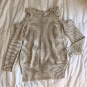 Cold shoulder knit sweater